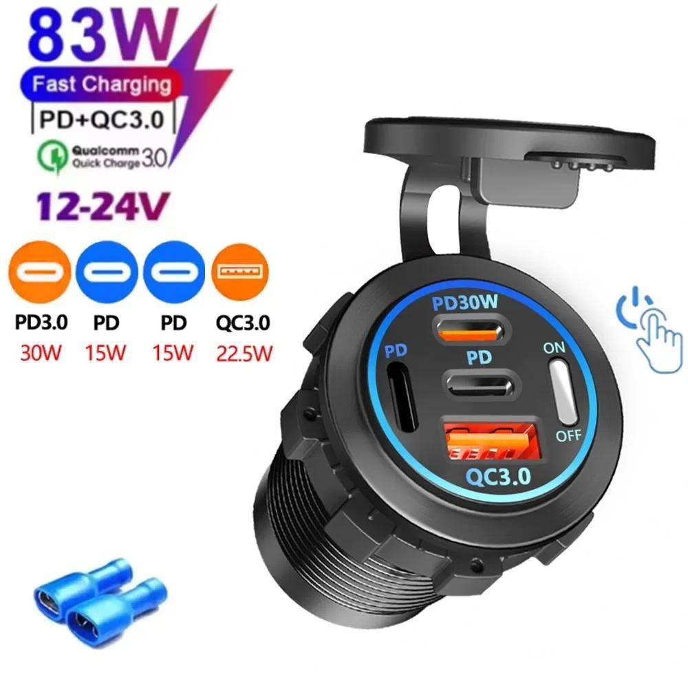 Usb C Hub - 83W PD QC3.0 4-poorts autolader met