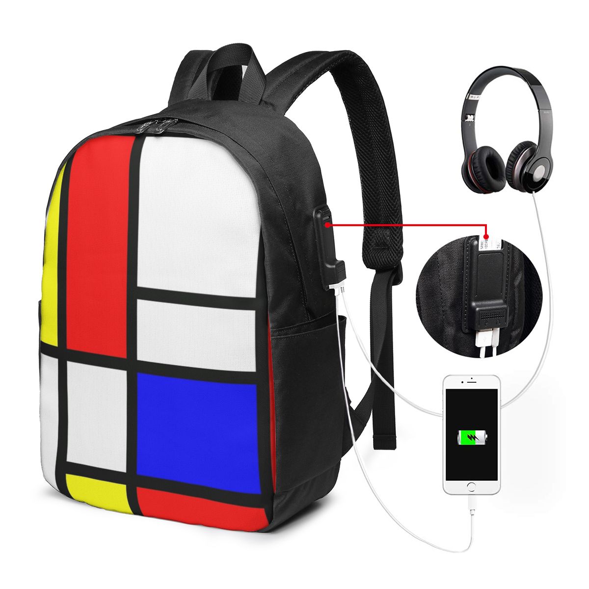 Laptop Bag - Piet Mondriaan Compositie Rugzak Reisnotebooktas Computer