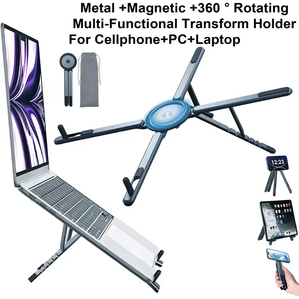 Laptop Stand - 3-in-1 opvouwbare magnetische telefoonhouder, selfie stick,