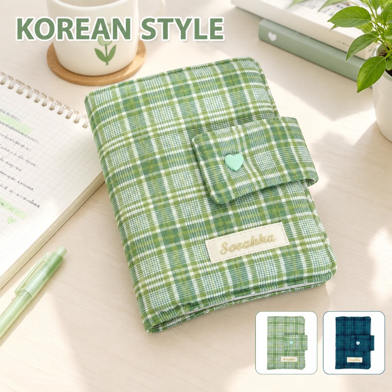 Laptop Sleeve - Groen-witte gingham handgemaakte stoffen omslag voor