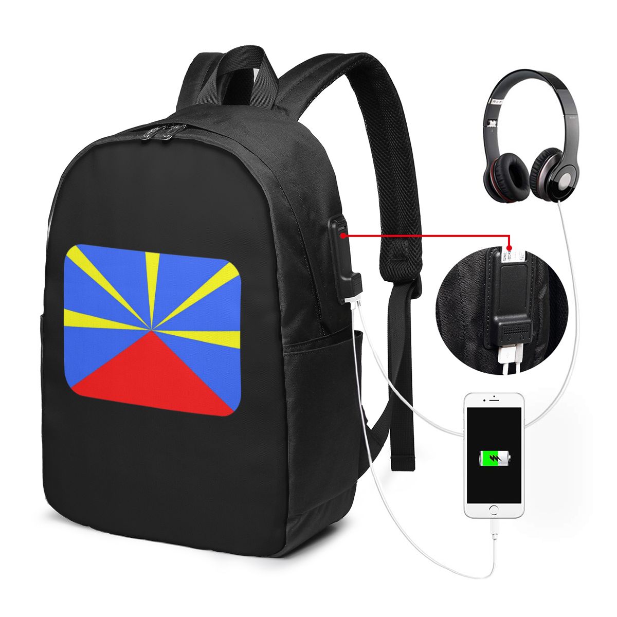 Laptop Bag - 974 Reunion Island Flag Rugzak Reisnotebooktas
